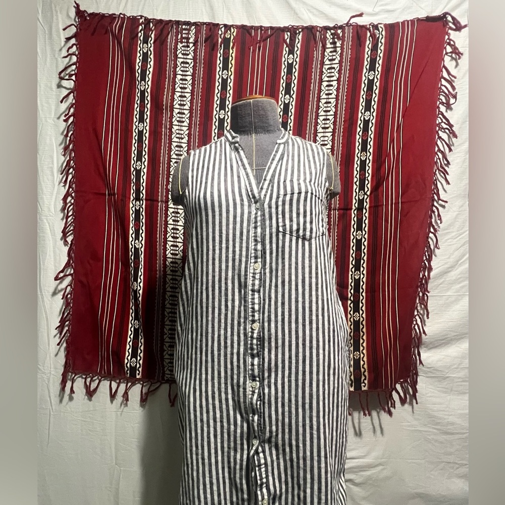 Old Navy blue and white striped shirt dress with pockets